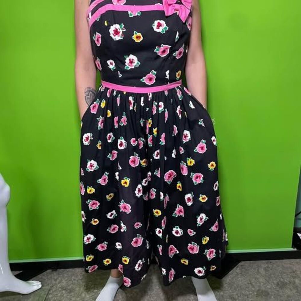 Leslie Lucks Vintage Floral Strapless Dress Size 8